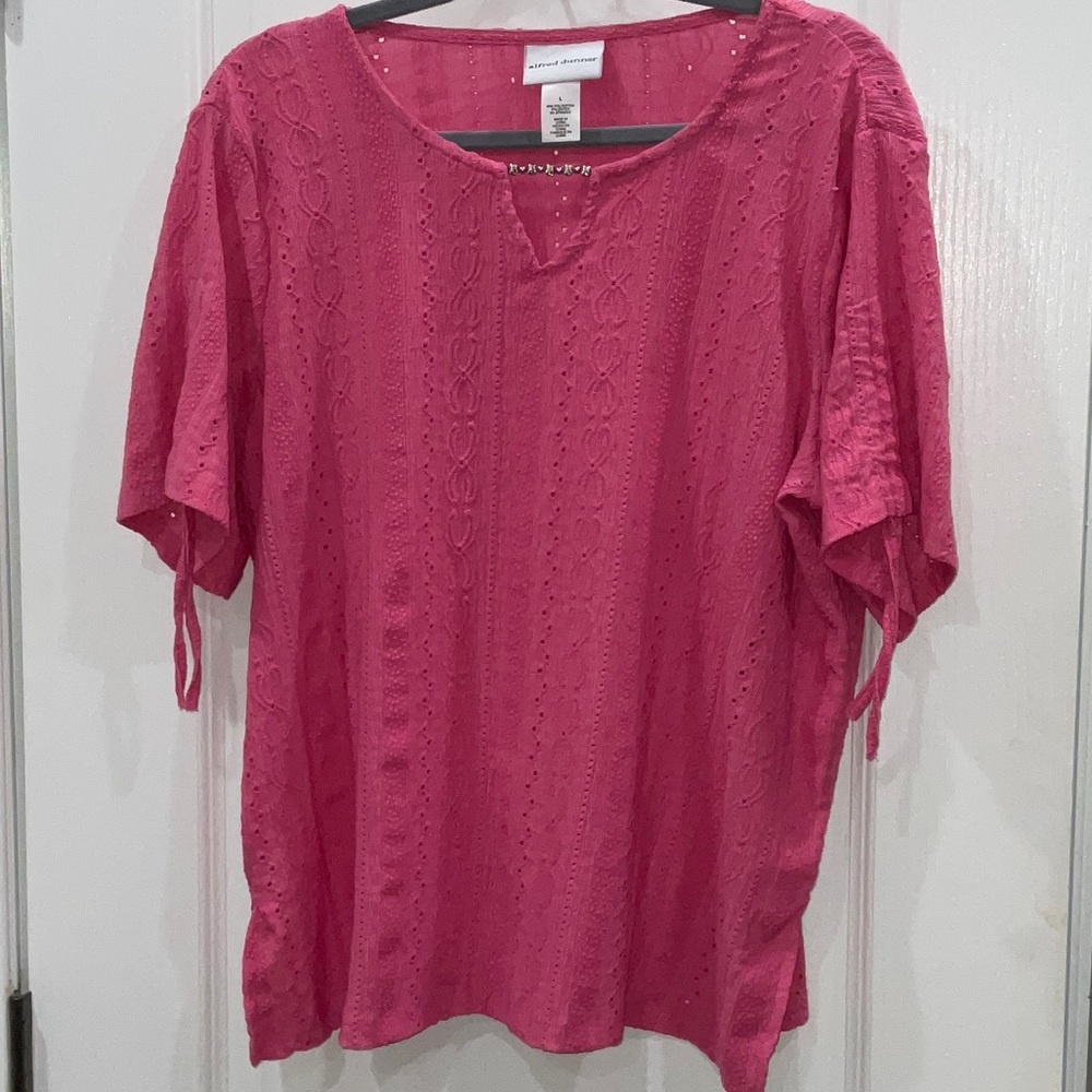 Alfred Dunner Pink Eyelet Blouse